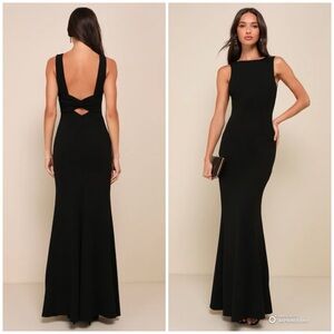Lulus XXS Love In Your Eyes Black Knotted Mermaid Maxi Dress NWT Formal Evening